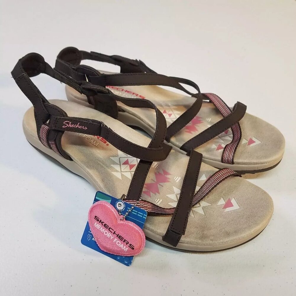 Skechers Reggae Slim Memory Foam Sandals Womens Size 11 - Chocolate